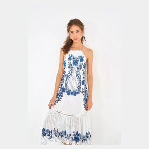 FARM Rio | Dresses | Farm Rio X Anthropologie Pretty Eyelet Lace Floral  Midi Dress | Poshmark